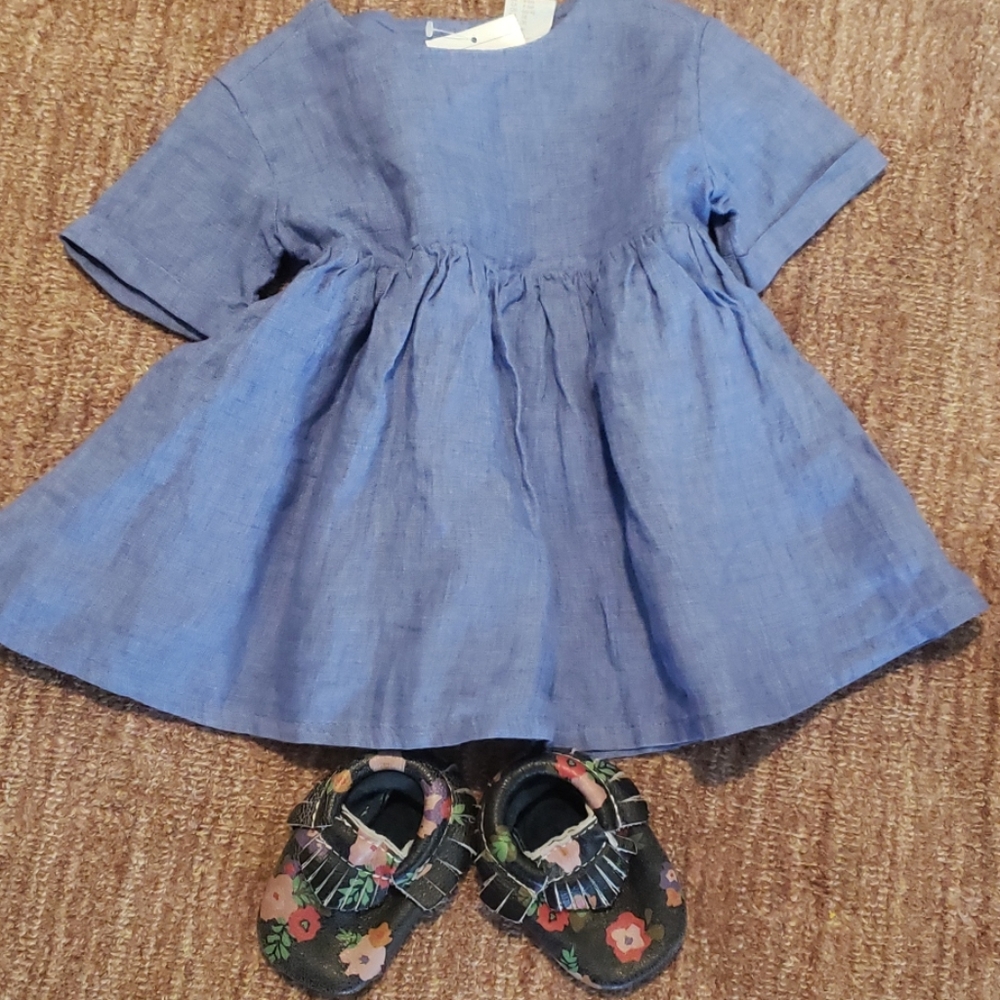Blue linen dress
